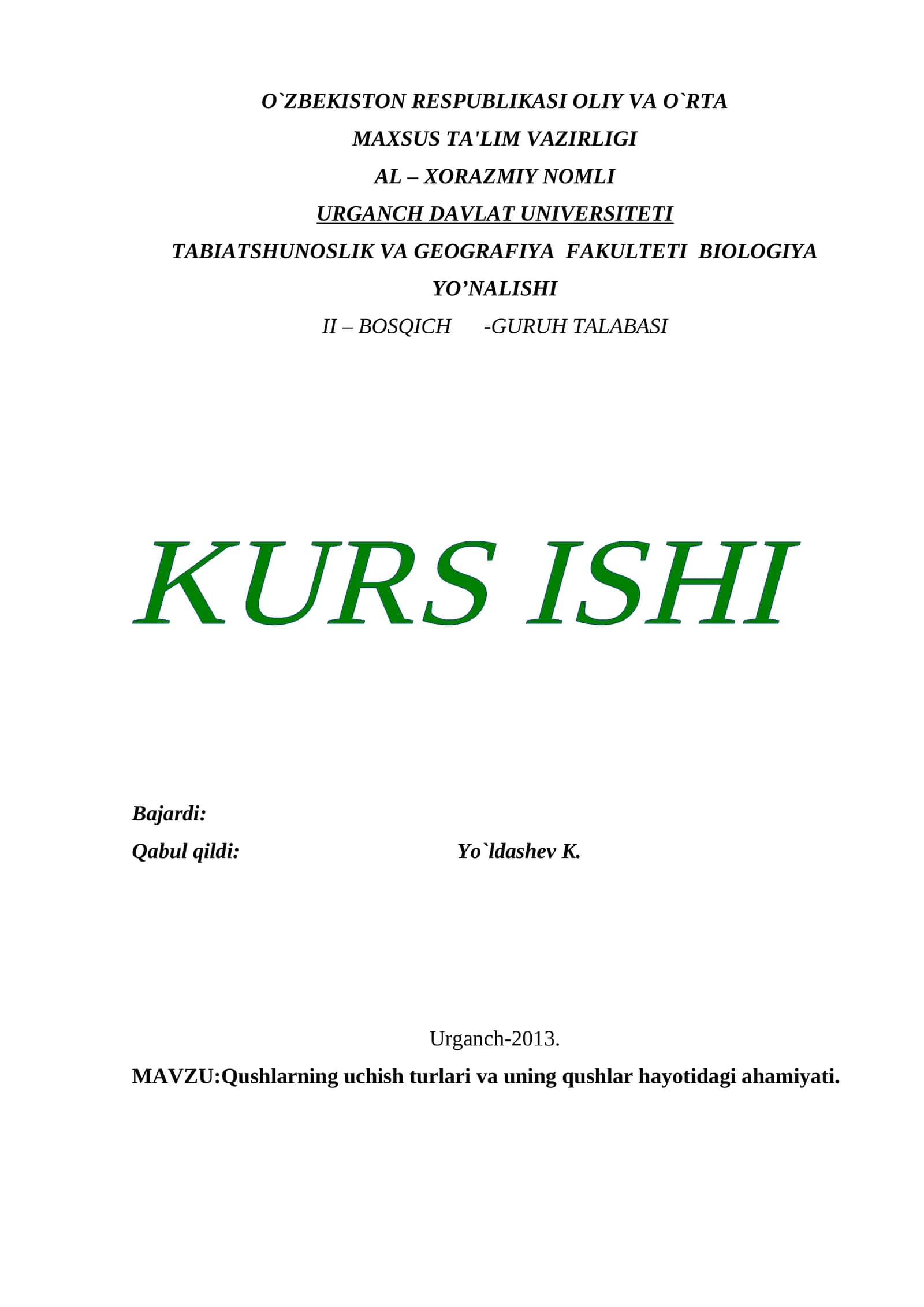 Qushlarning uchish turlari va uning qushlar hayotidagi ahamiyati