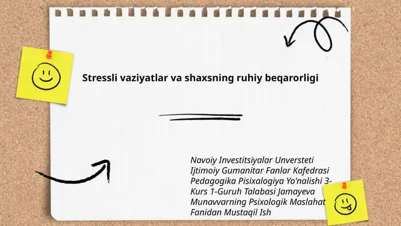 Stressli vaziyatlar va shaxsning ruhiy beqarorligi