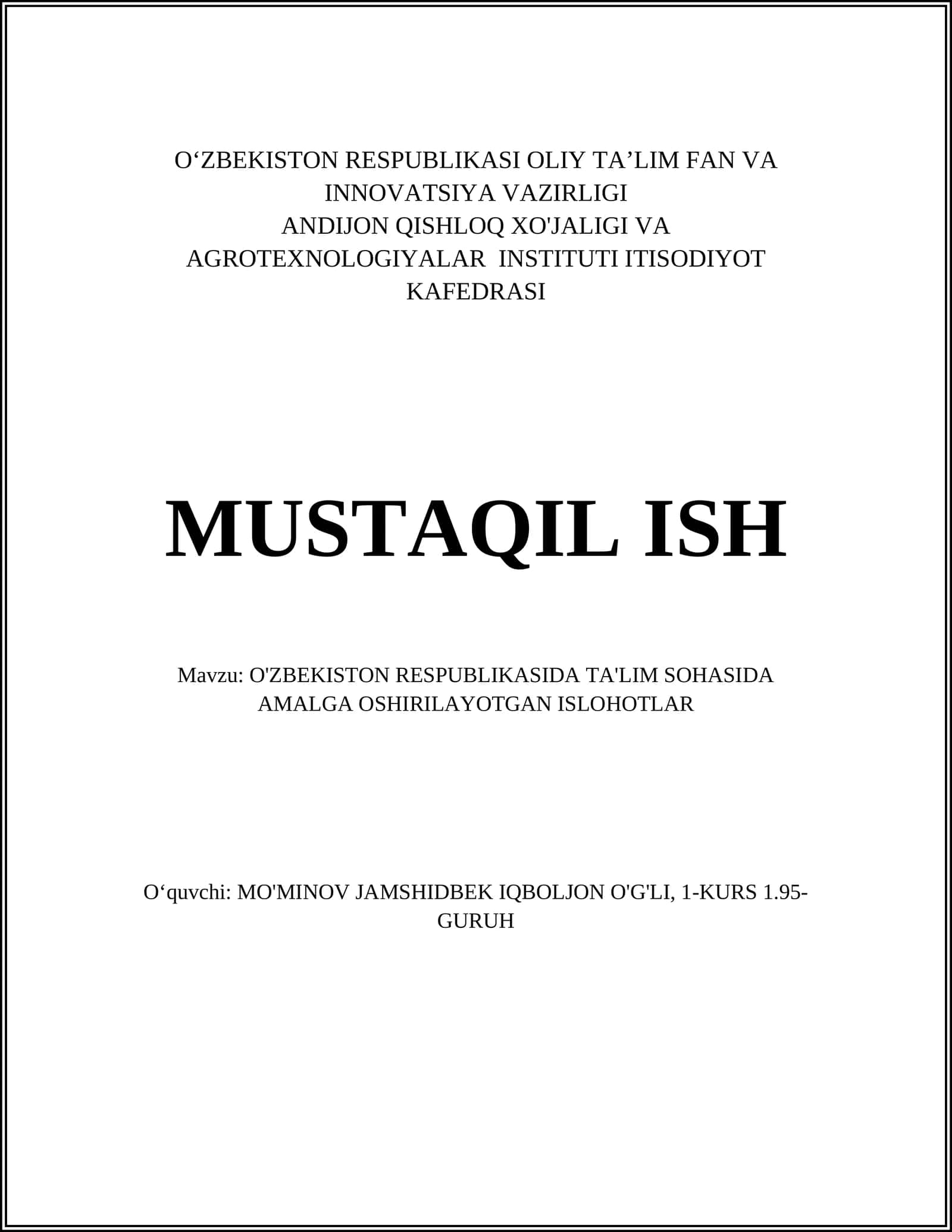 Ta'lim tizimini modernizatsiya qilish