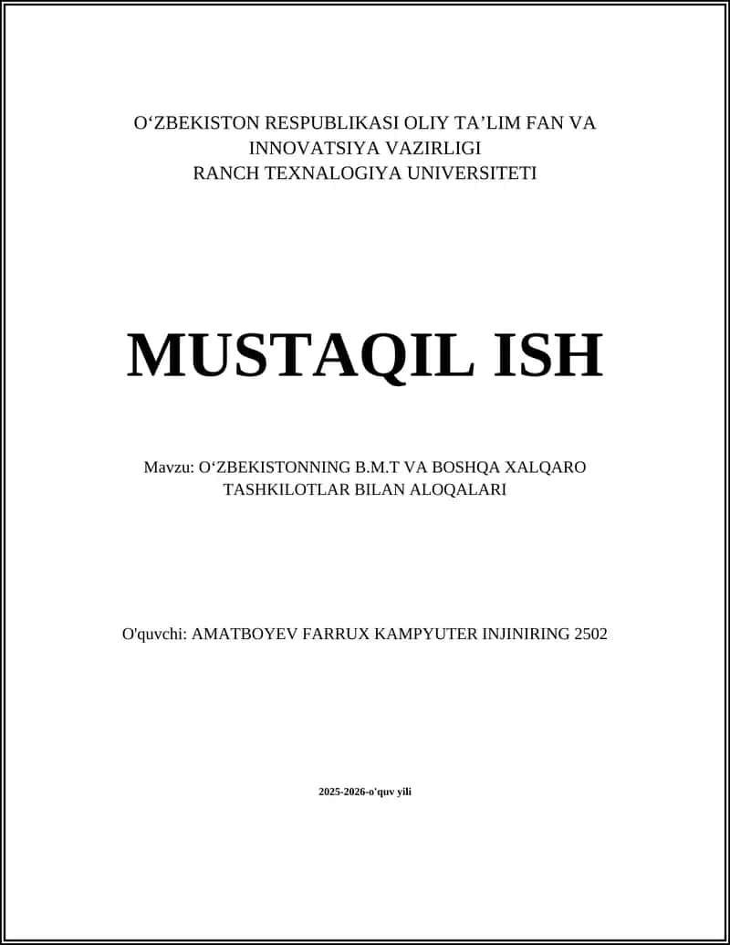 Oʻzbekistonning BMT va Boshqa Xalqaro Tashkilotlar bilan aloqalari