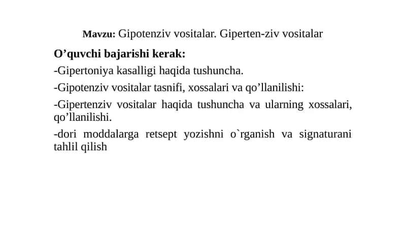Gipotenziv vositalar