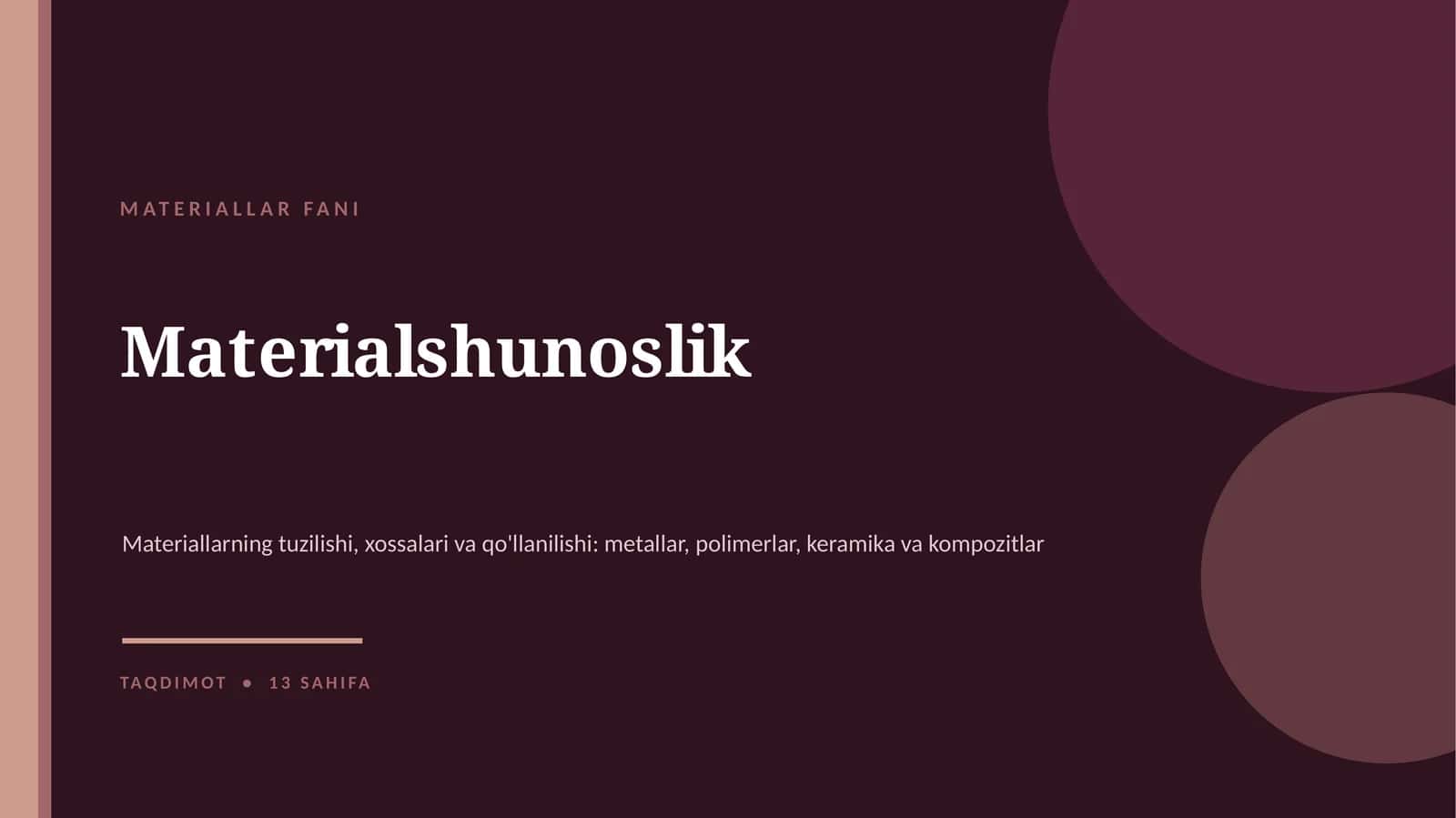 MATERIALLAR FANI