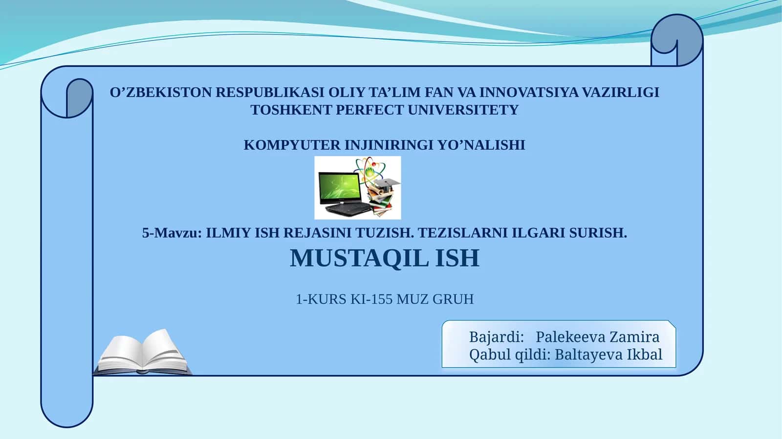 ILMIY ISH REJASINI TUZISH