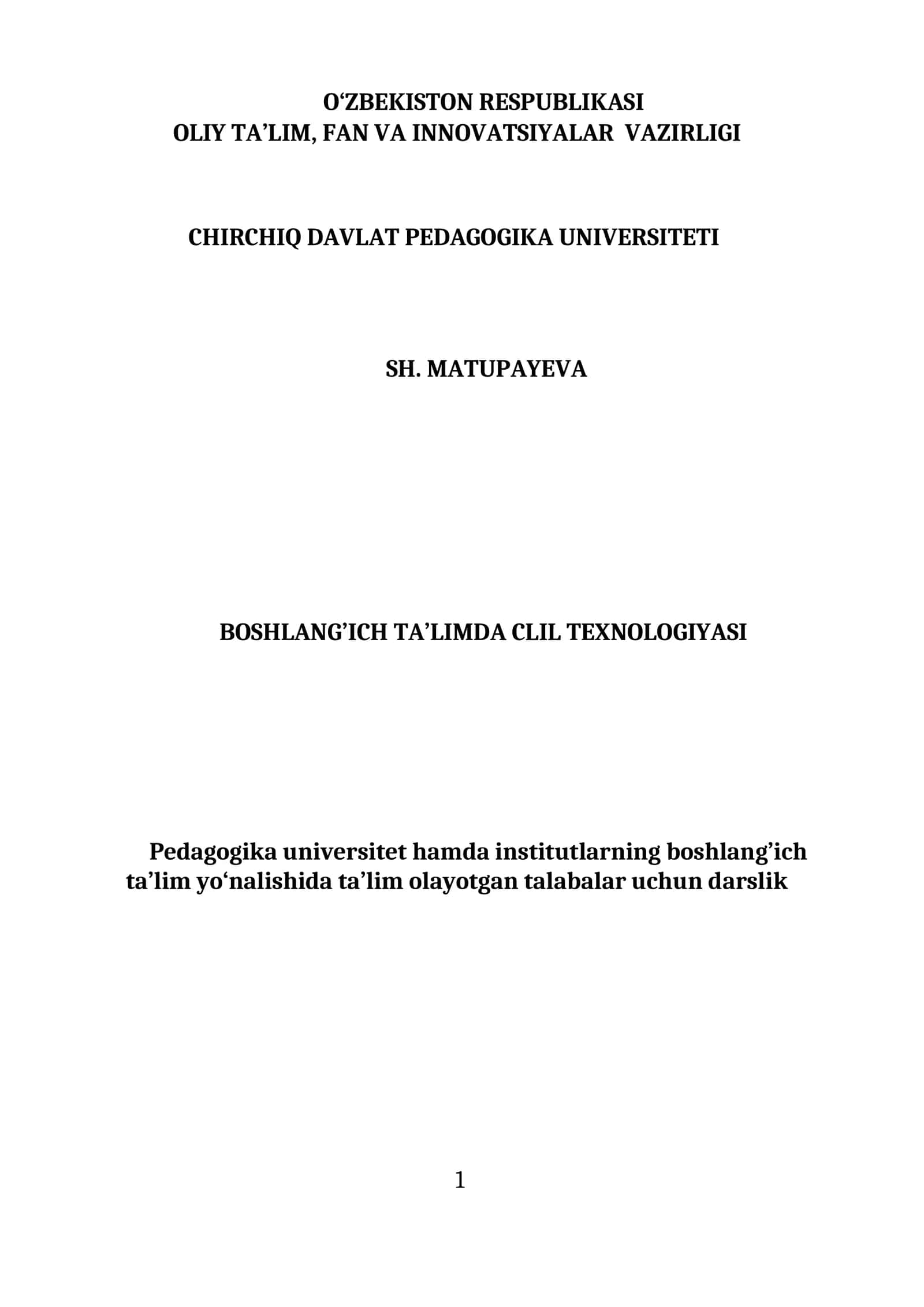 Boshlang’ich ta’limda CLIL texnologiyasi