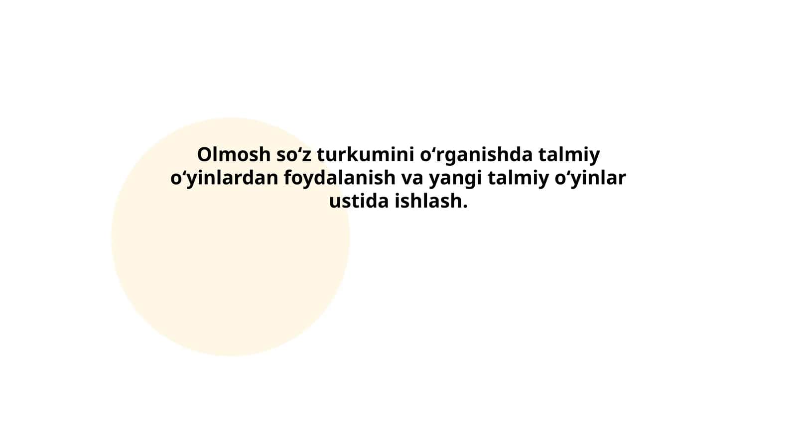 Olmosh soʻz turkumini oʻrganishda talmiy oʻyinlardan foydalanish va yangi talmiy oʻyinlar ustida ishlash