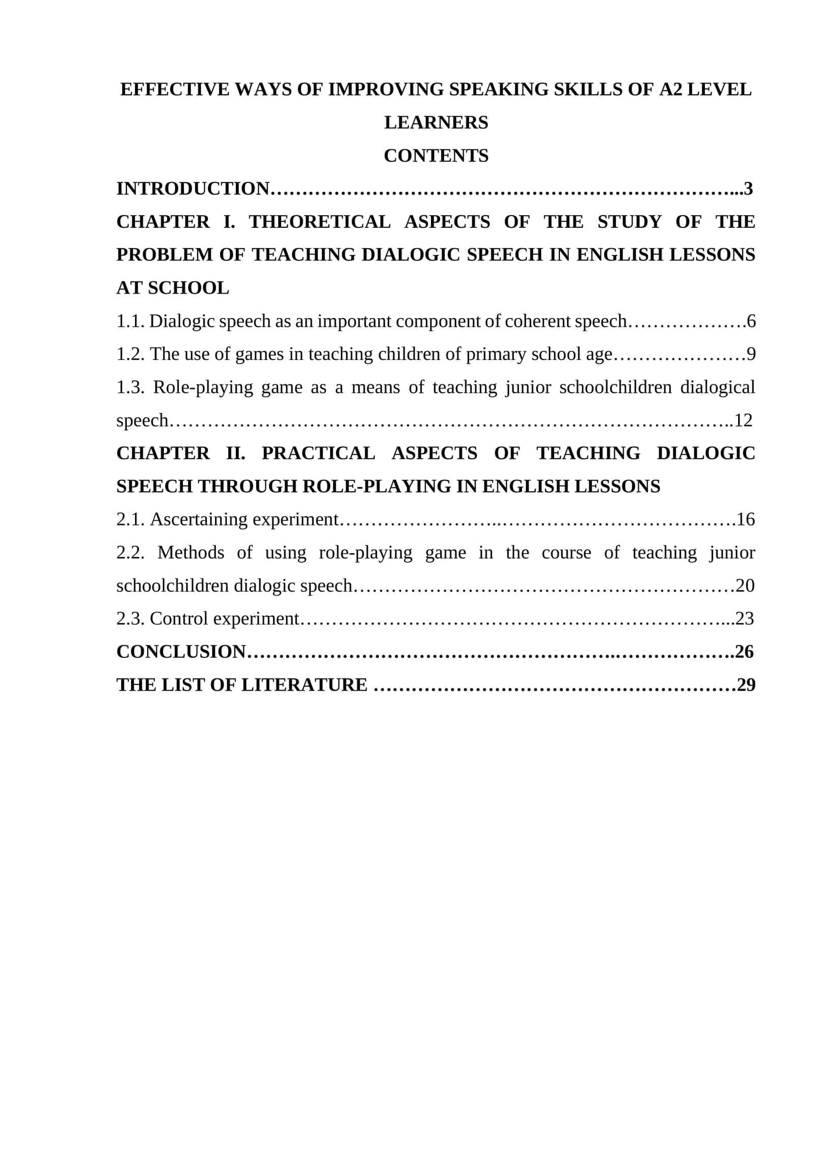 EFFECTIVE WAYS OF IMPROVING SPEAKING SKILLS OF A2 LEVEL LEARNERS