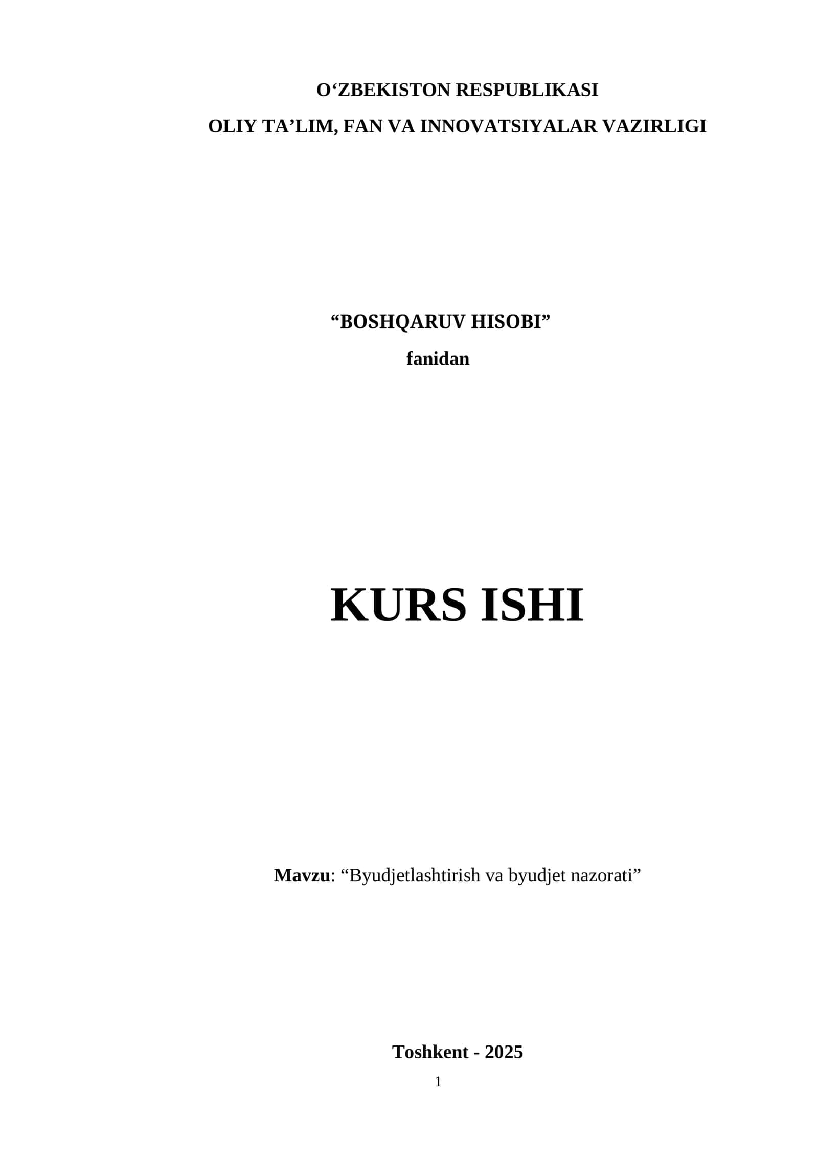 Byudjеtlаshtirish vа byudjеt nаzоrаti
