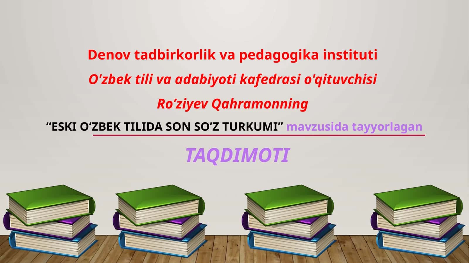 Eski o‘zbek tilida son so’z turkumi