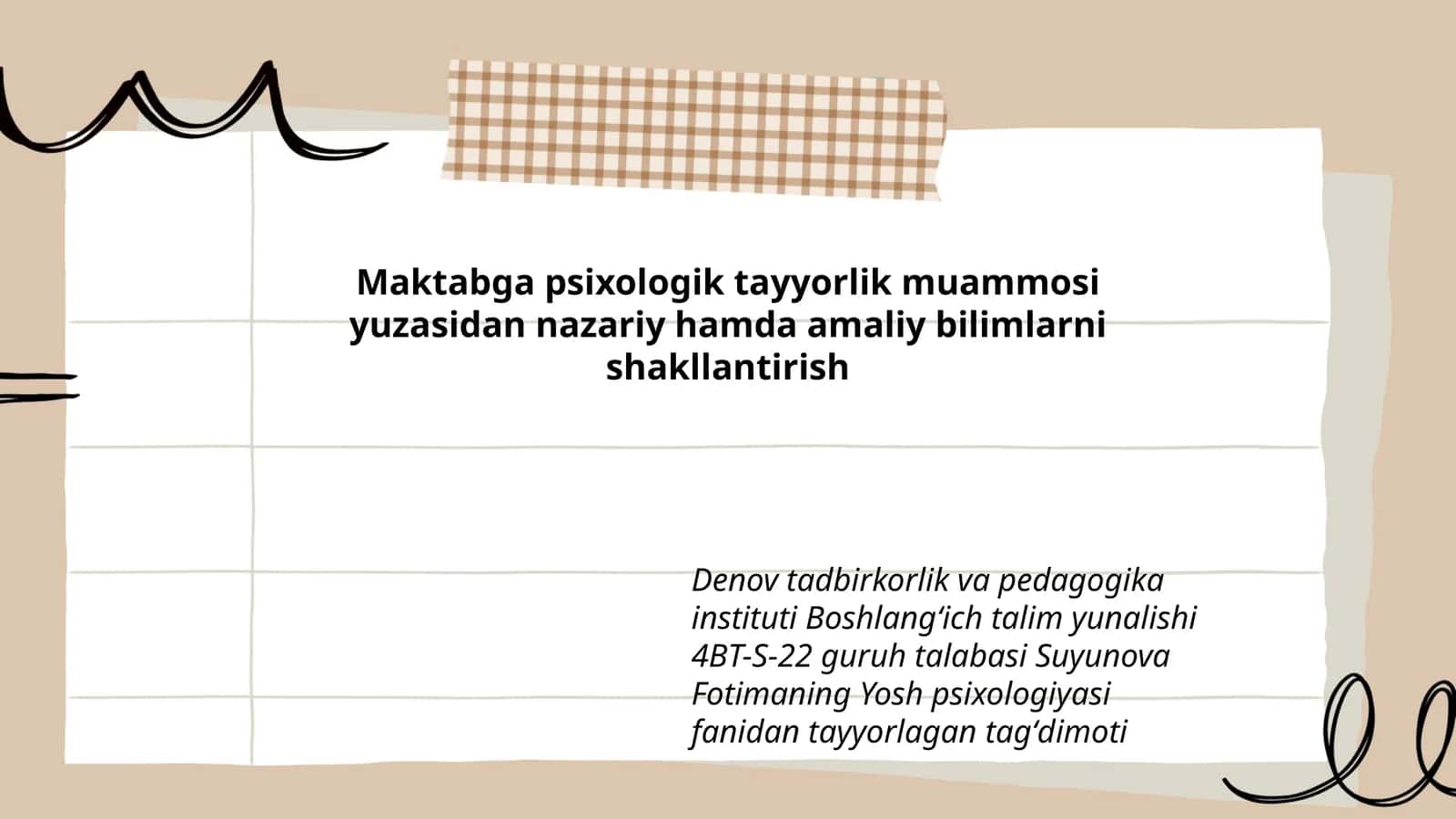 Suyunova Fotimaning Yosh psixologiyasi