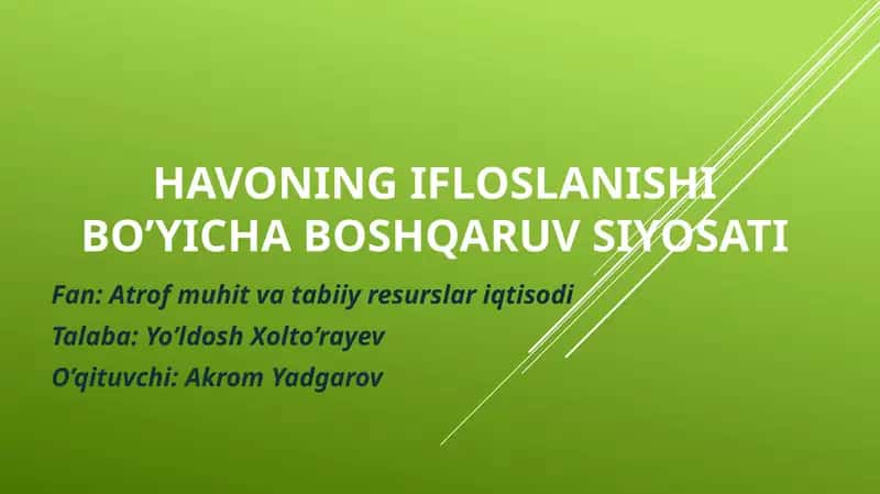 Havoning ifloslanishi bo'yicha boshqaruv siyosati