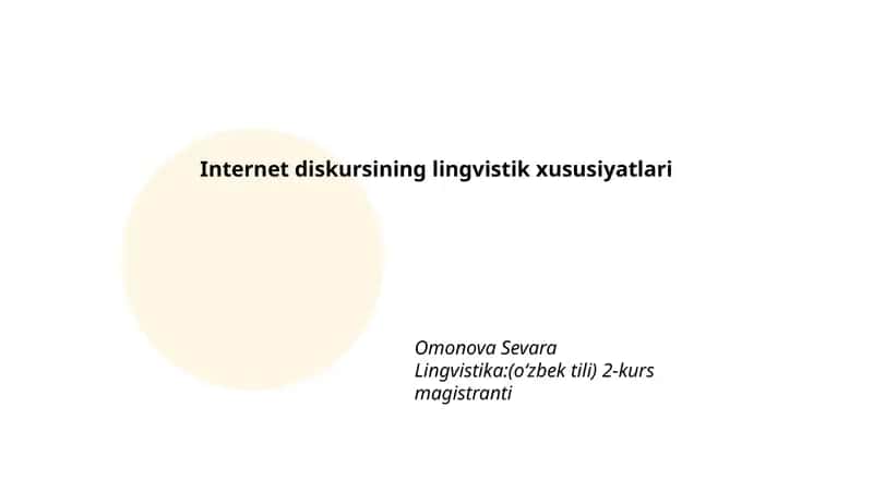 Internet diskursining lingvistik xususiyatlari