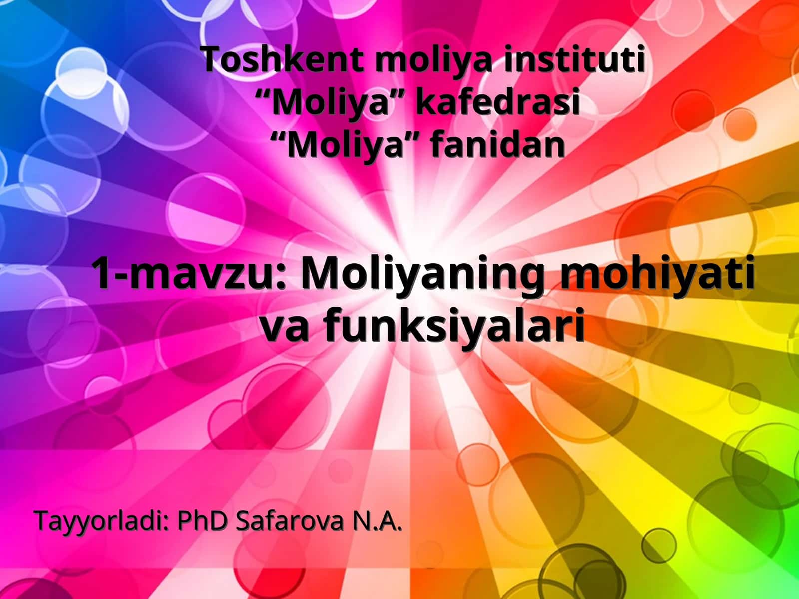 Moliyaning mohiyati va funksiyalari