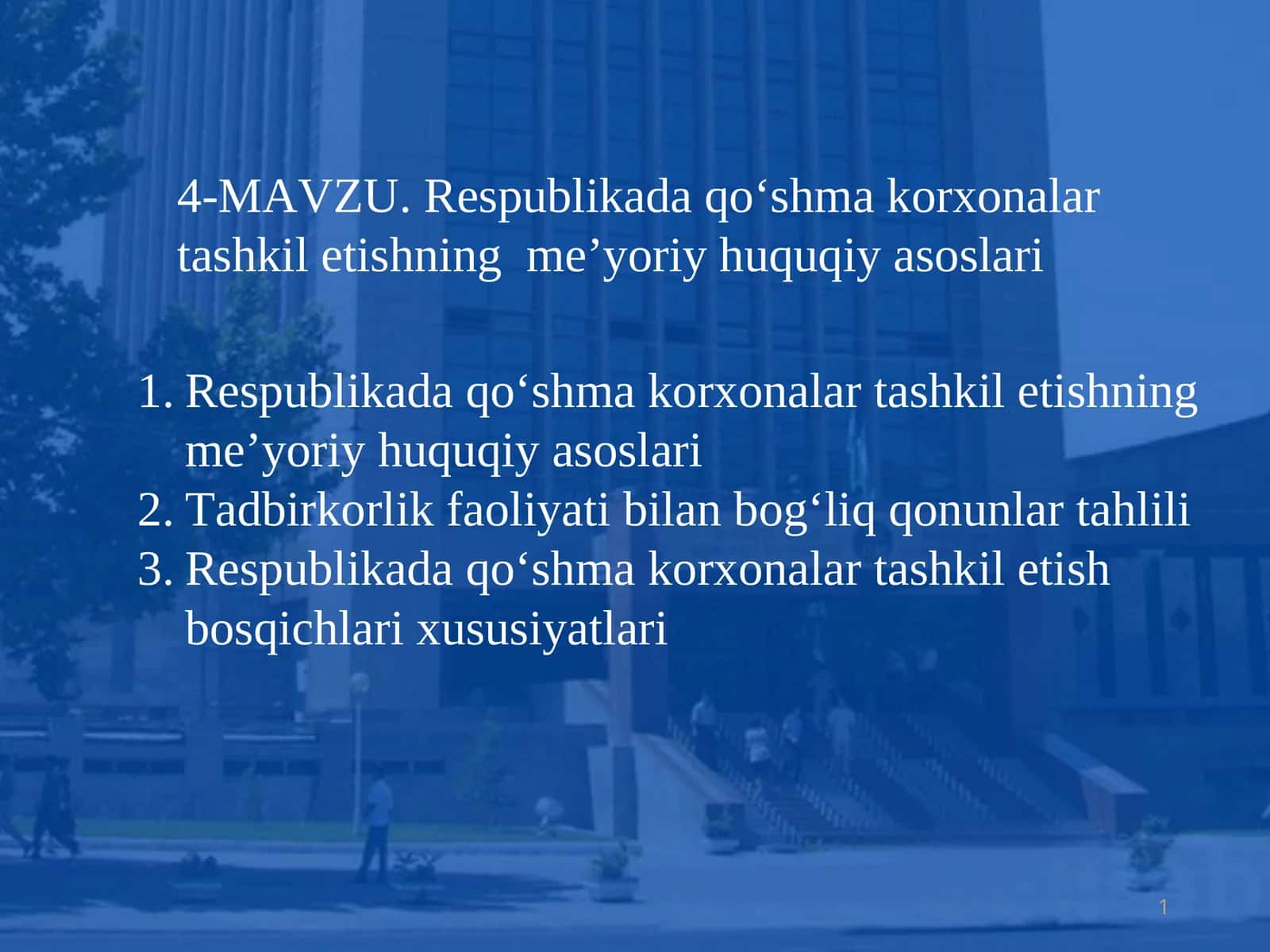 Respublikada qo‘shma korxonalar tashkil etishning me’yoriy huquqiy asoslari