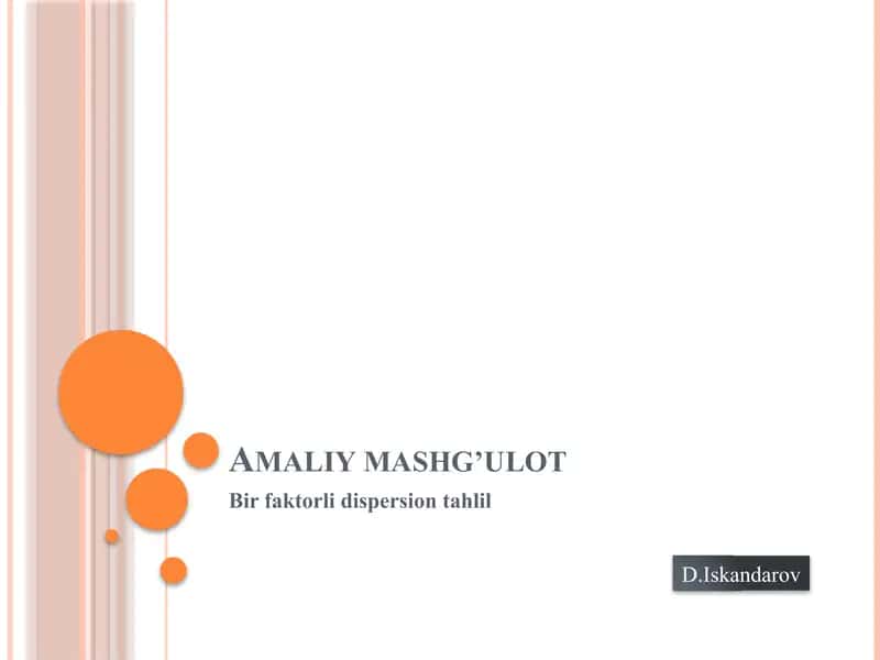 Birfaktorli dispersion tahlil