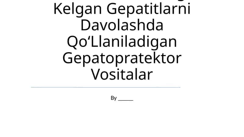 Gepatoprotektor Vositalar