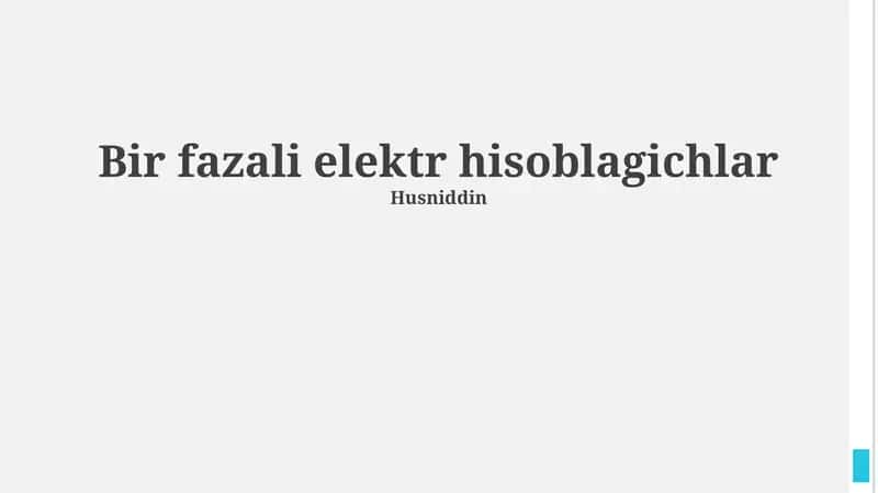 Bir Fazli Elektr Hisoblagichlar