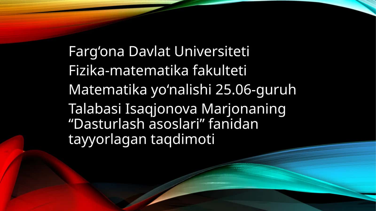 Algoritm tushunchasi va tasvirlash usullari