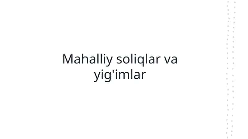 Mahalliy soliqlar va yig imlar