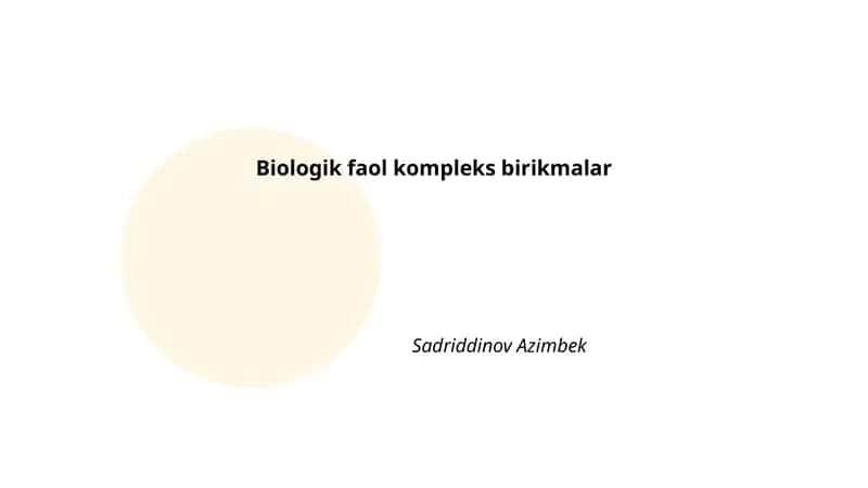 Biologik faol kompleks birikmalar