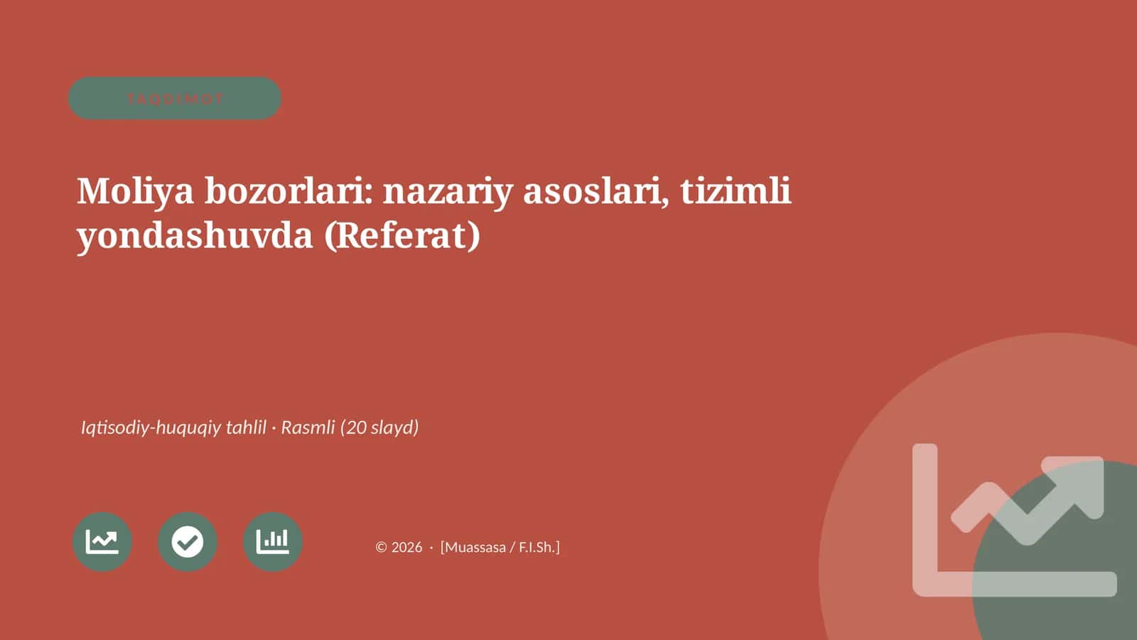 Moliya bozorlari: nazariy asoslari, tizimli yondashuvda (Referat)