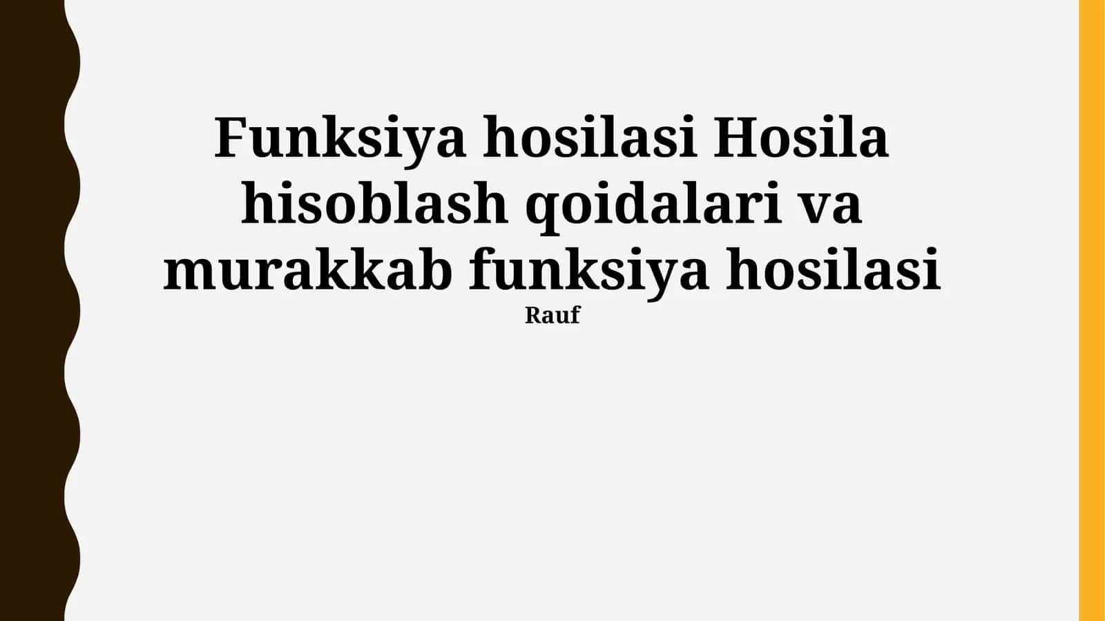 Murakkab funktsiyaning hosilasi