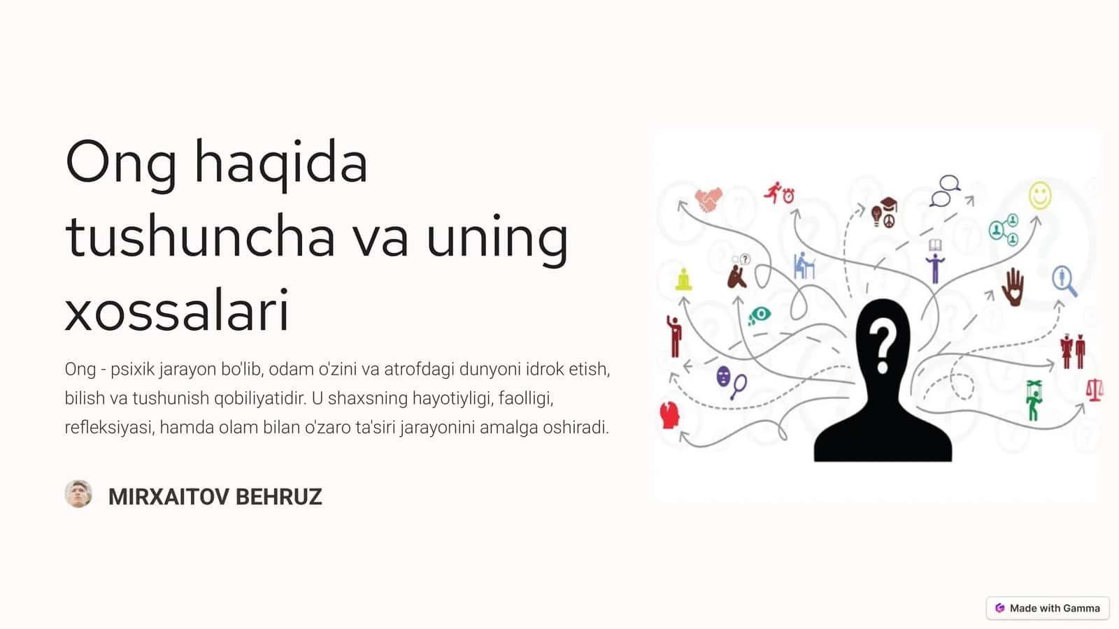 Ong haqida tushuncha va uning xossalari