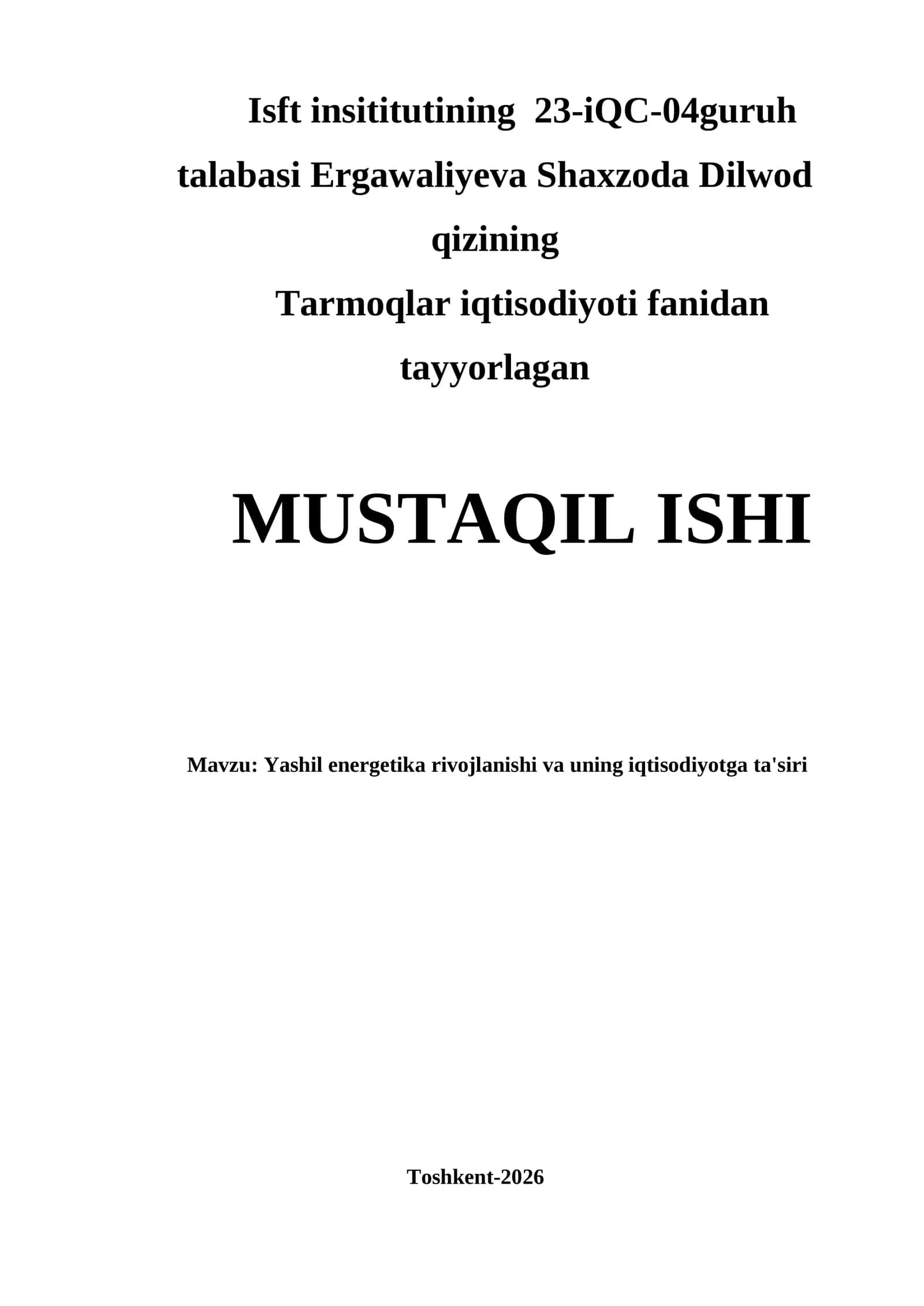 Yashil energetika rivojlanishi va uning iqtisodiyotga ta'siri