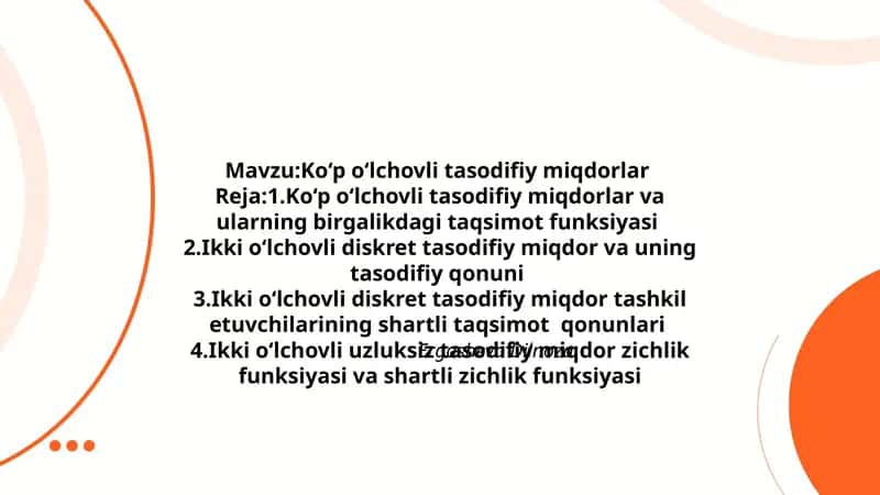 Ko‘p o‘lchovli tasodifiy miqdorlar