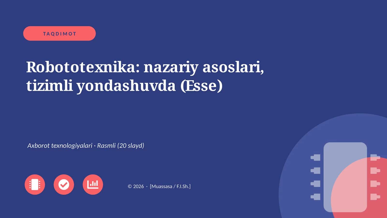 Robototexnika: nazariy asoslari, tizimli yondashuvda (Esse)