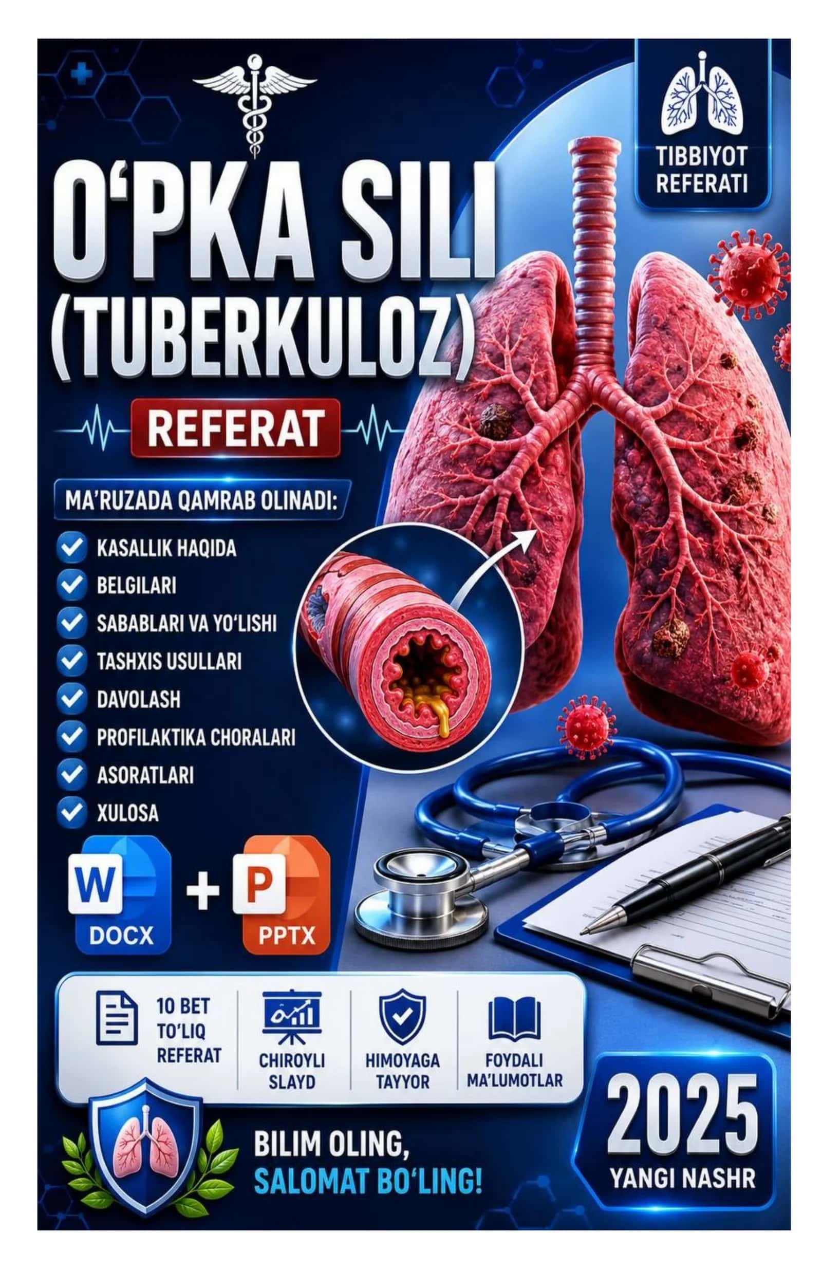 O‘pka sili (Tuberkulyoz) – Davolash va Profilaktika bo‘yicha referat