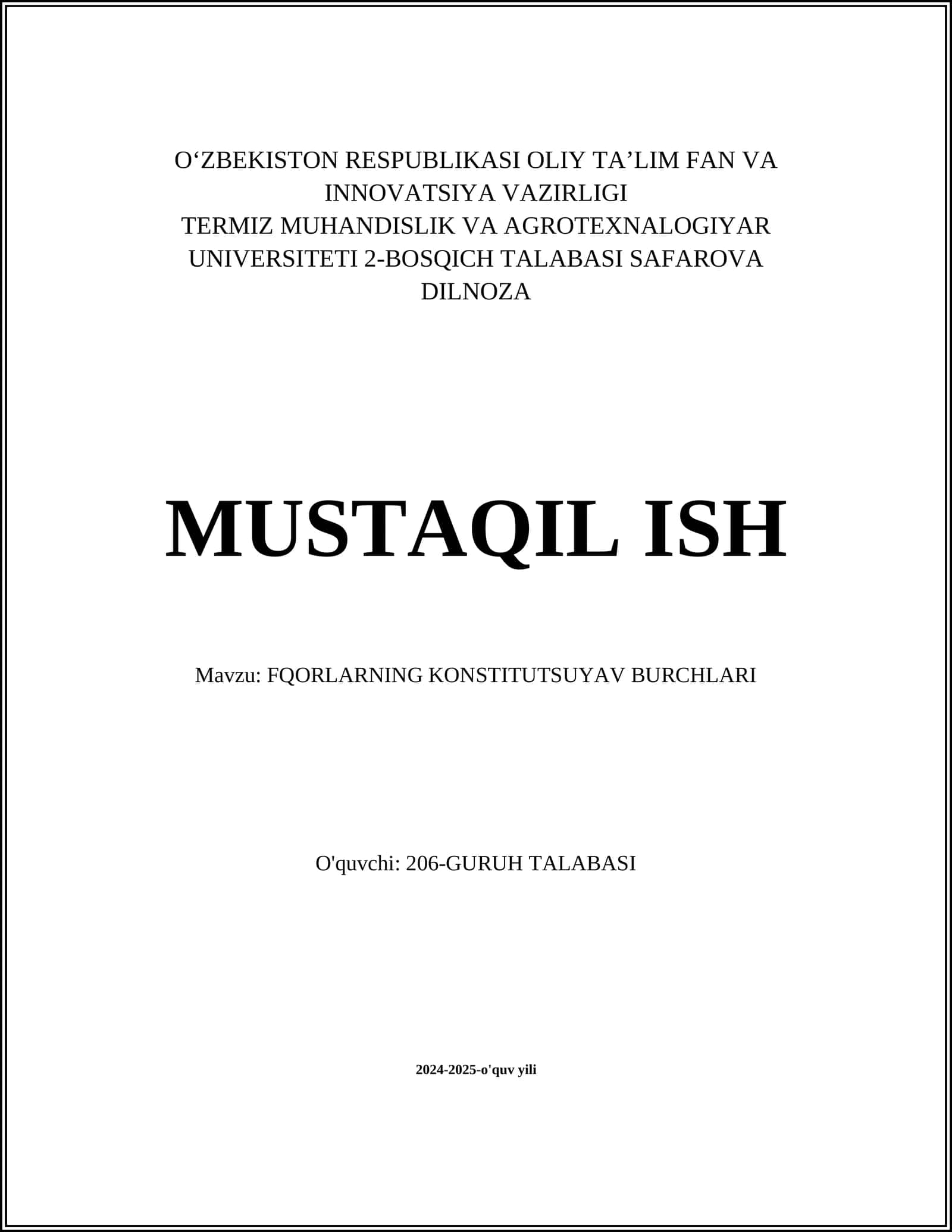 FQORLARNING KONSTITUTSUYAV BURCHLARI