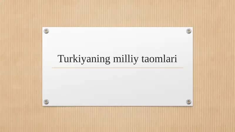 Turkiyaning milliy taomlari