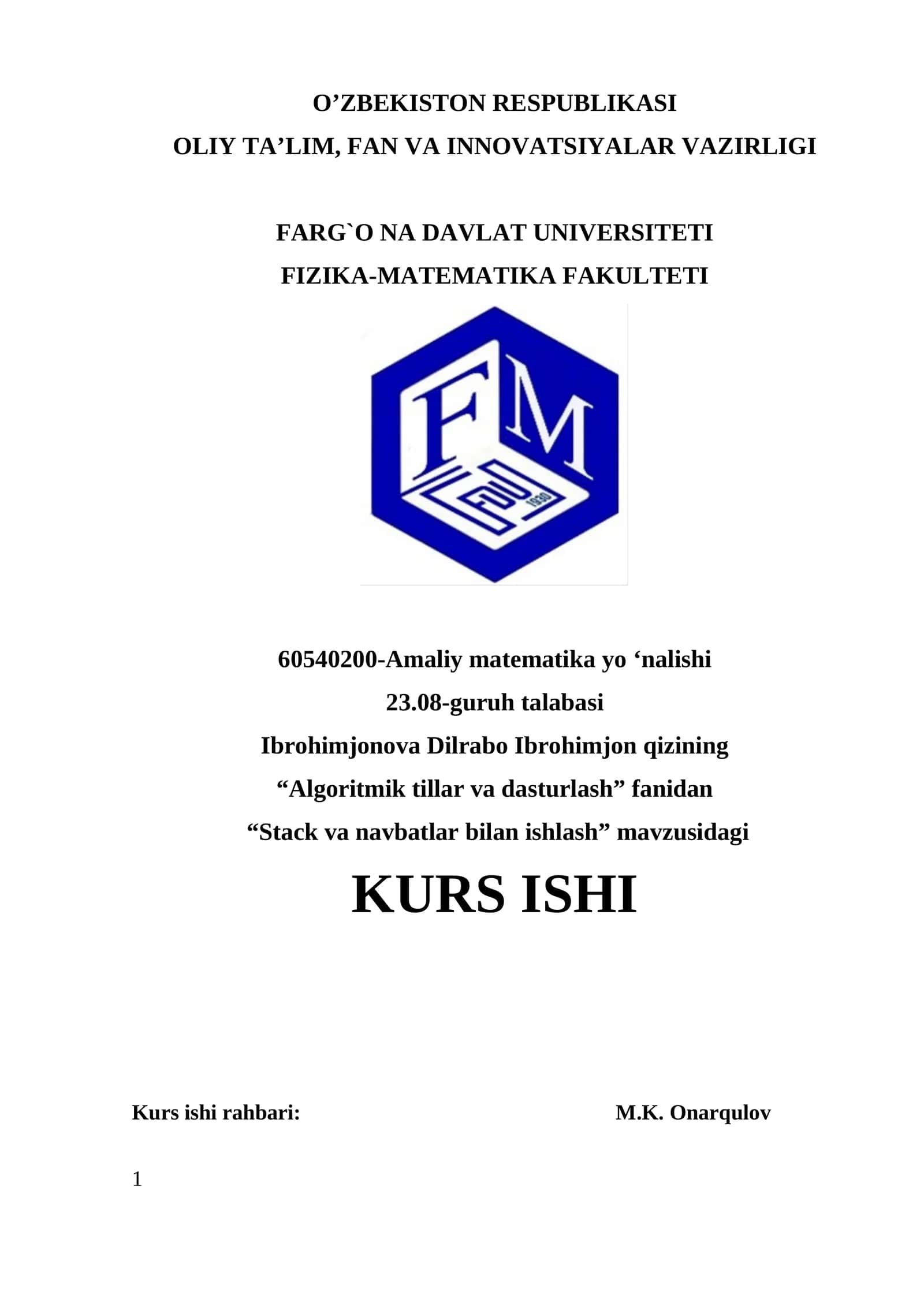 C# dasturlash tilida stack va navbatlar bilan ishlash
