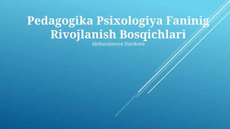 Pedagogika Psixologiya Faninig Rivojlanish Bosqichlari