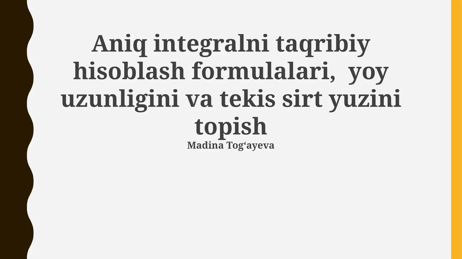 Aniq integrallarni hisoblashning yaqinlashgan formulalari