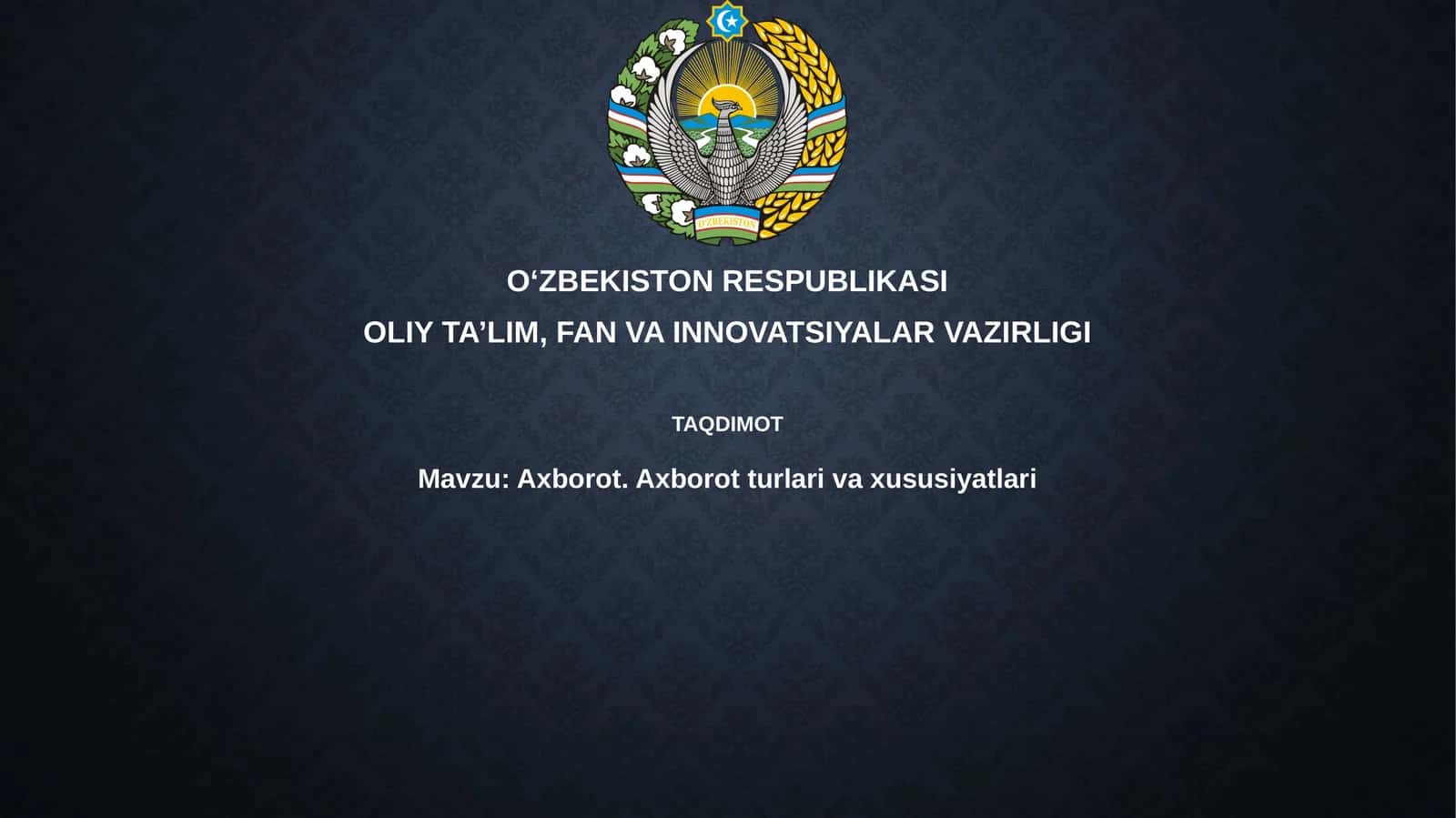 Axborot tushunchasi va turlari