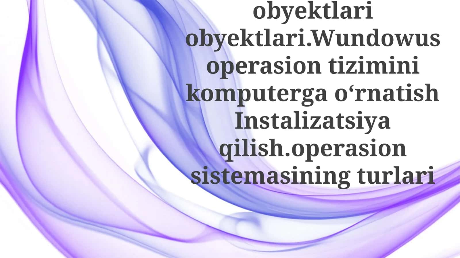 Windows OS Ob'ektlar