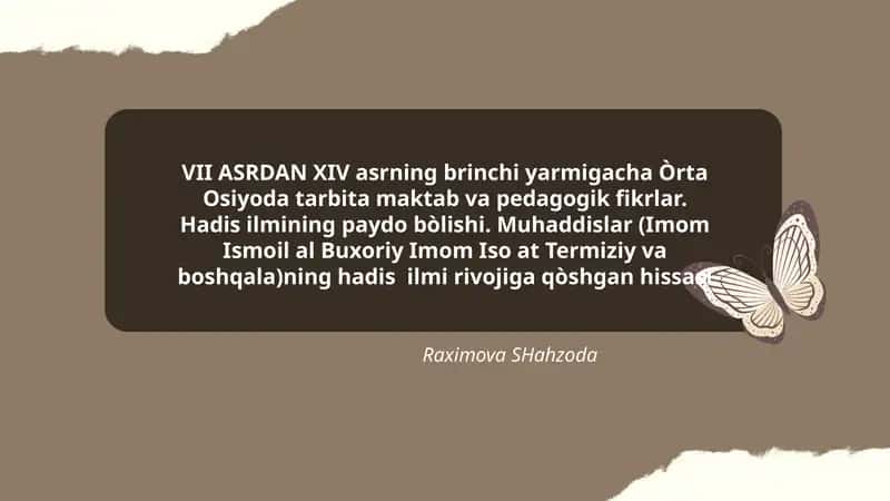 Òrta Osiyoda Tarbiyaviy va Pedagogik Fikrlar