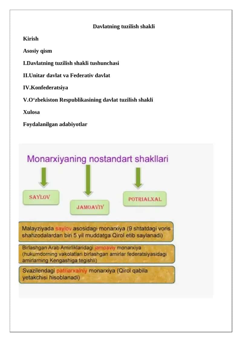 Davlatning tuzilish shakli