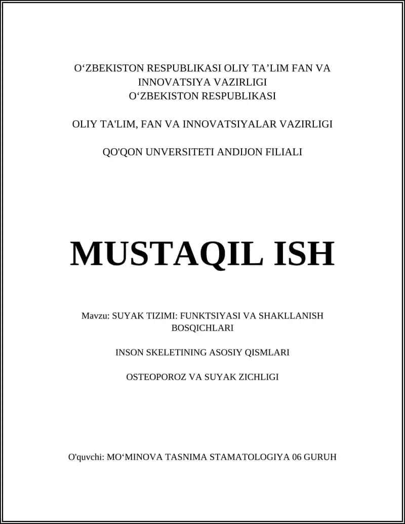 SUYAK TIZIMI: FUNKTSIYASI VA SHAKLLANISH BOSQICHLARI