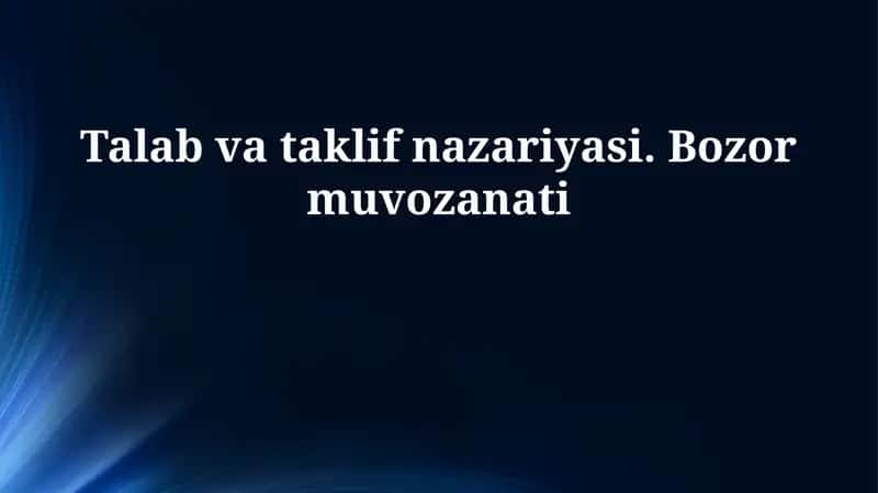 Talab va taklif qonuniyati