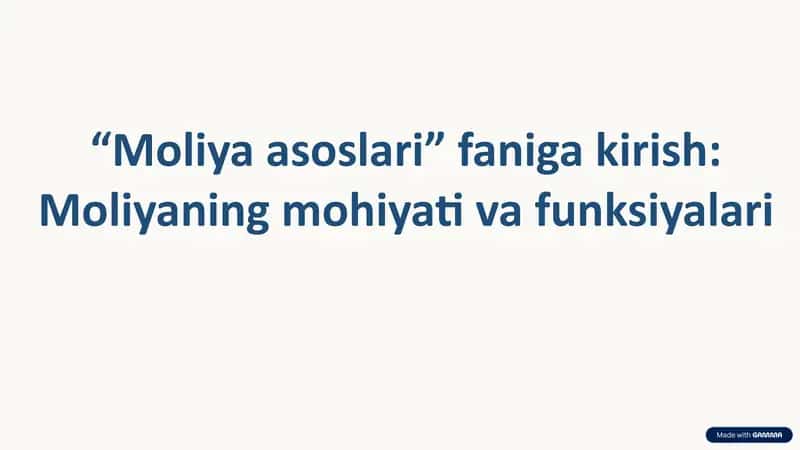 Moliyaasoslari fanigakirish