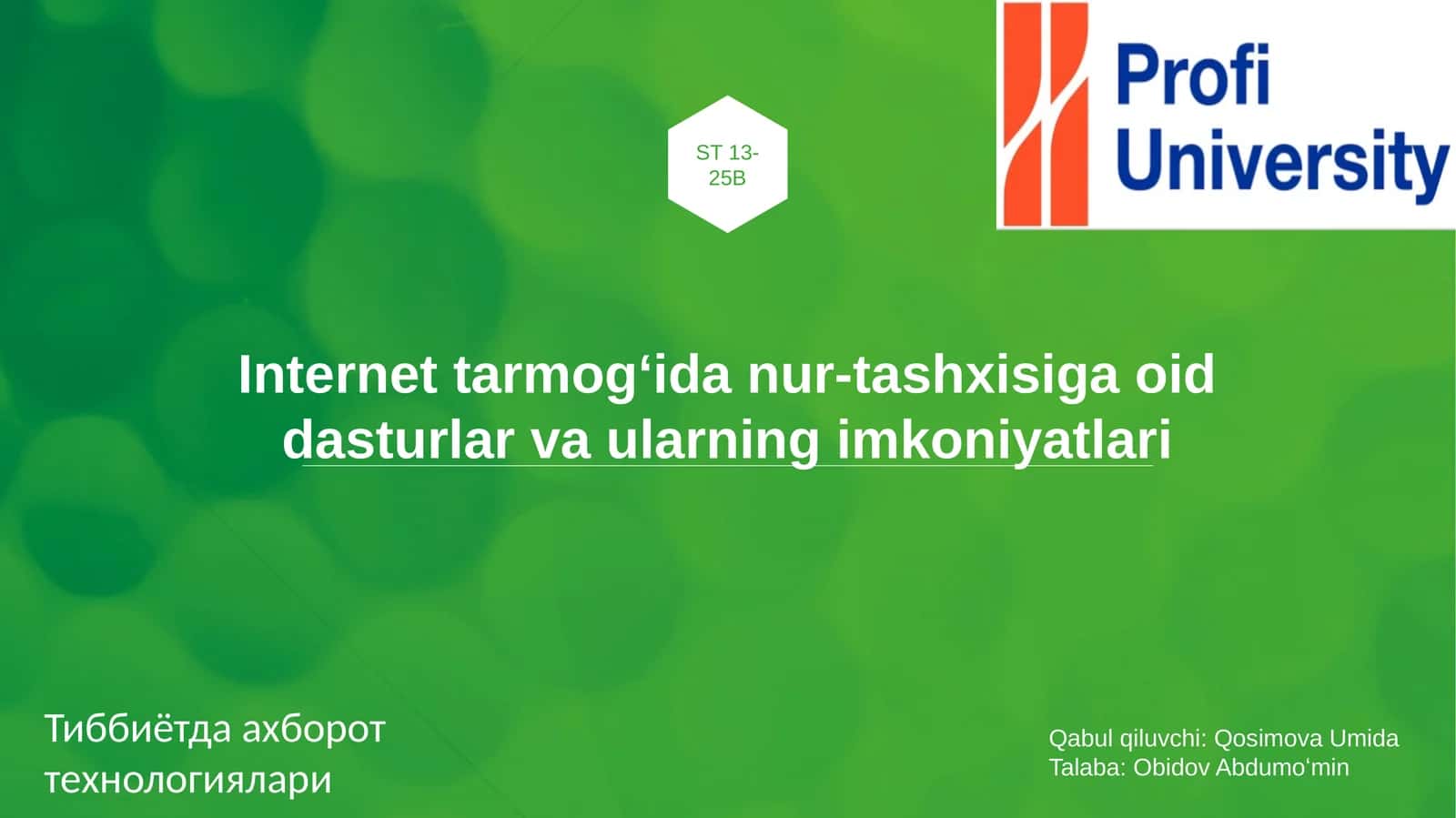 Nur-tashxis (radiologiya) va internet texnologiyalarining integratsiyasi