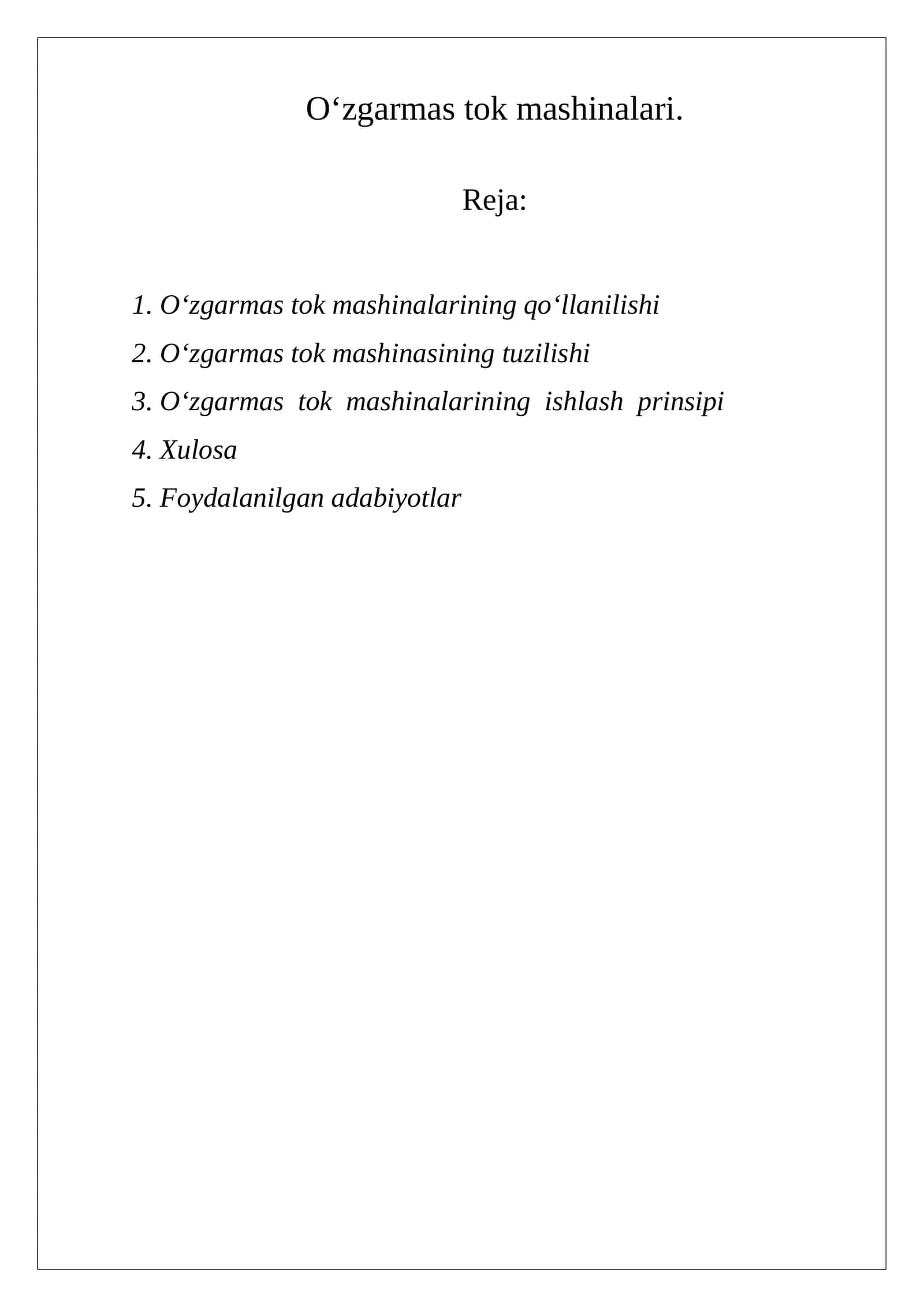 O‘zgarmas tok mashinalari