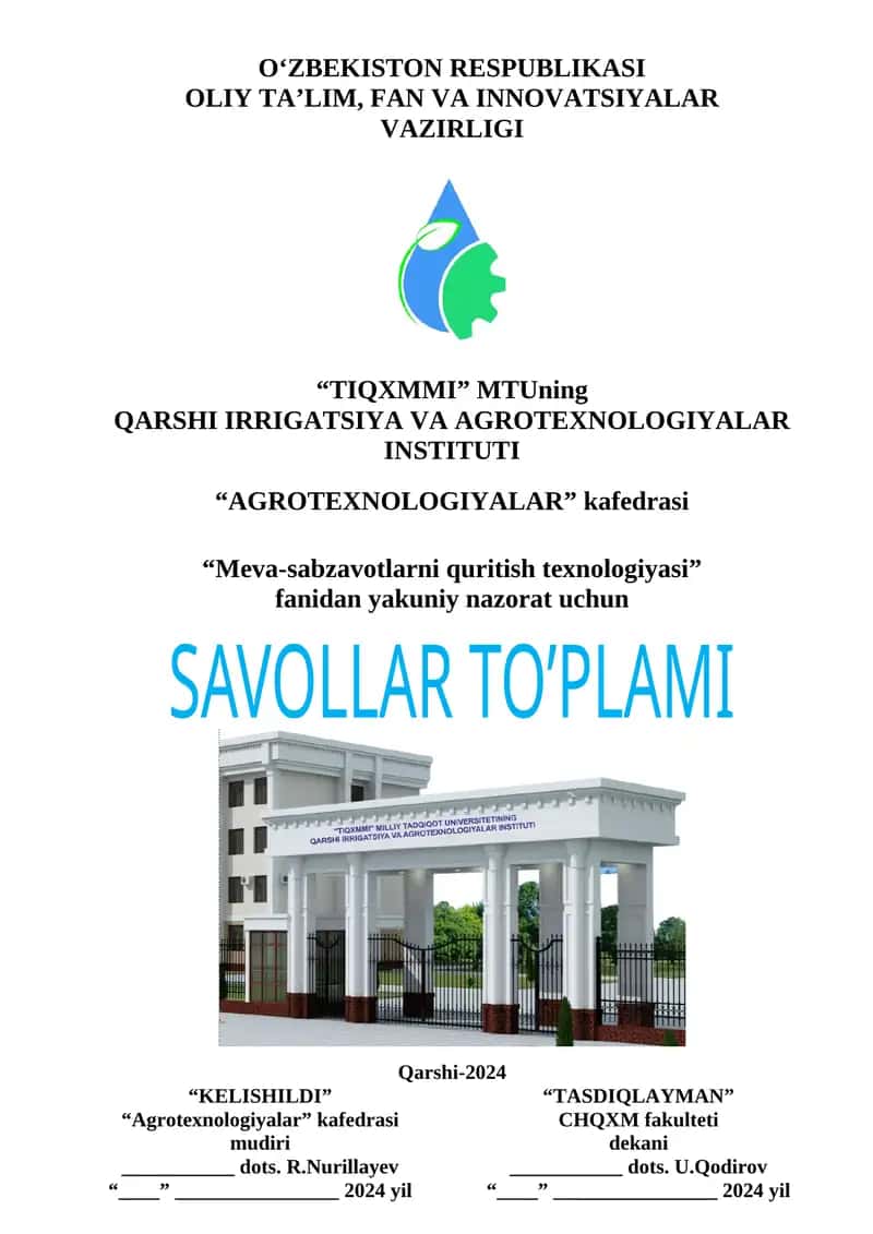 Meva-sabzavotlarni quritish texnologiyasi