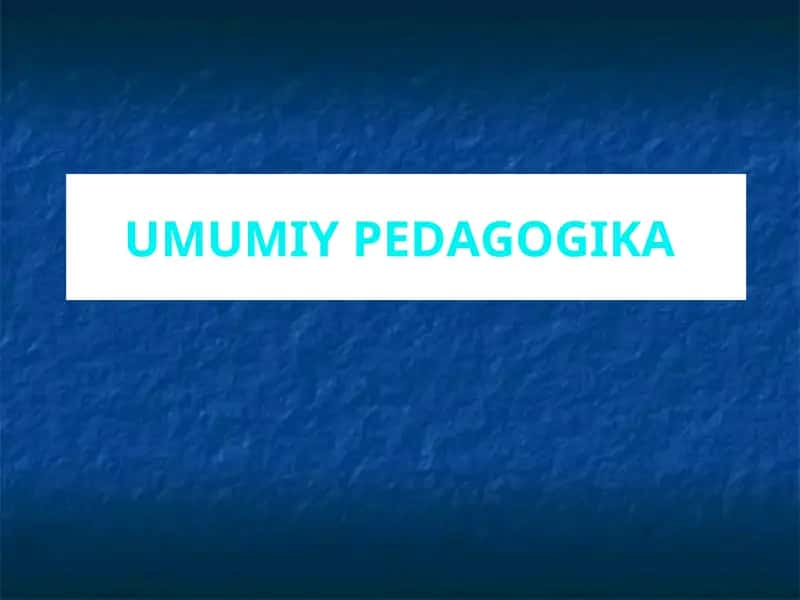 UMUMIY PEDAGOGIKA