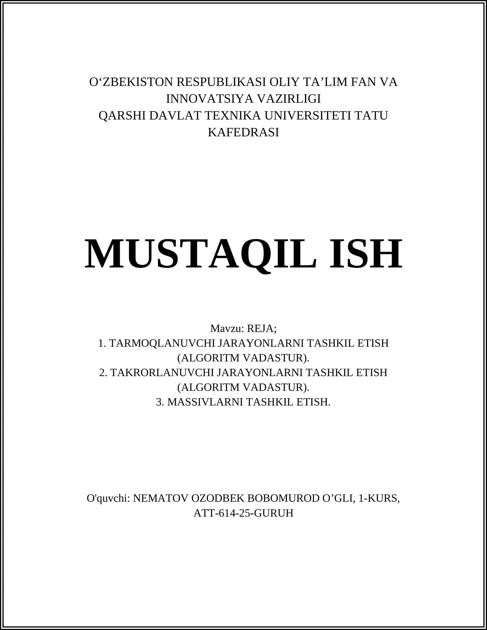 IF va IF-ELSE strukturalari: sintaksis va misollar