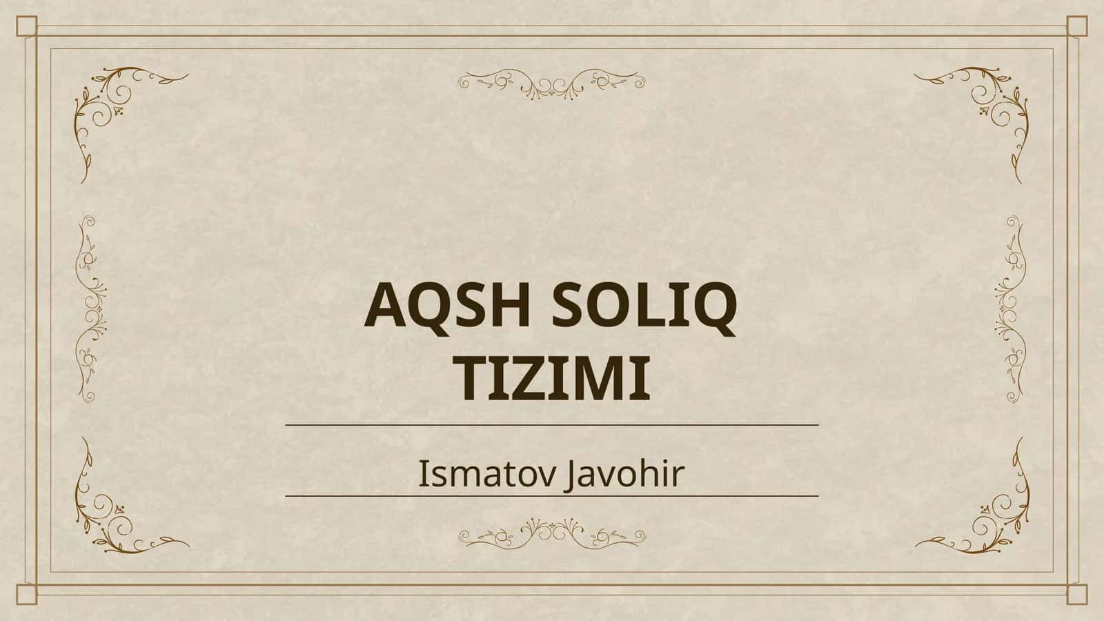 AQSH SOLIQ TIZIMI