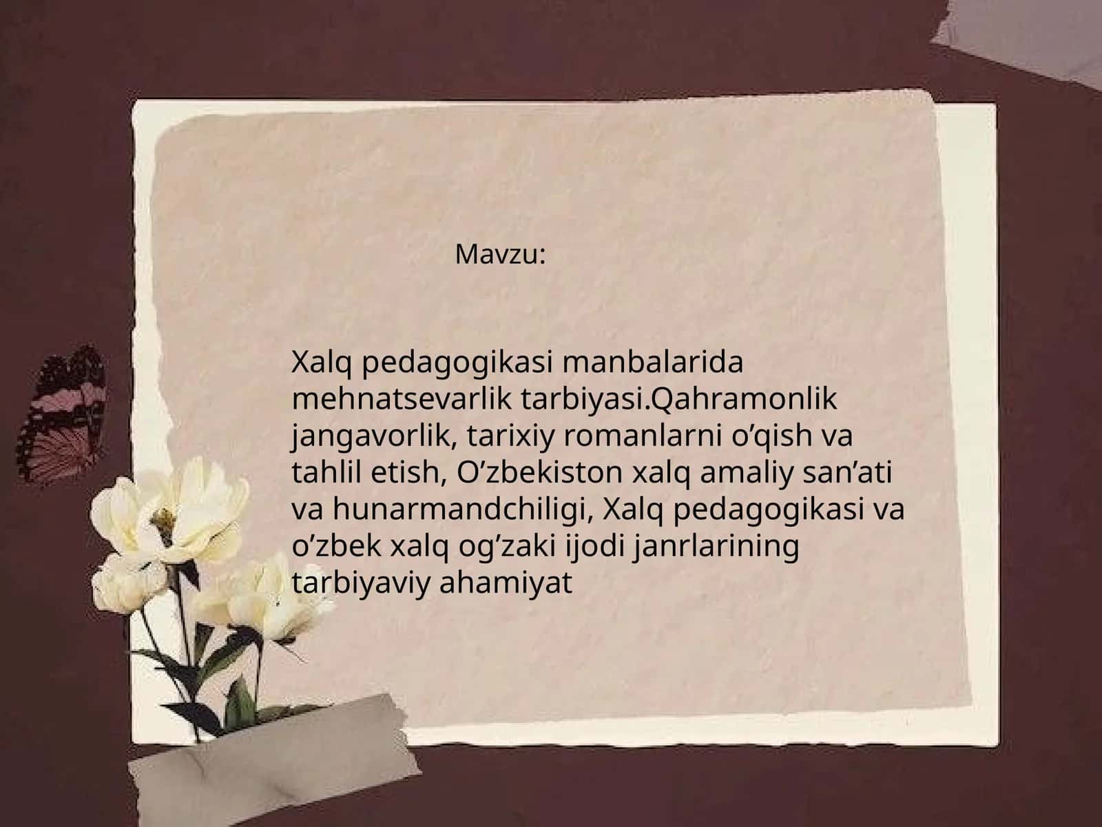Mehnatsevarlik tarbiyasi asoslari