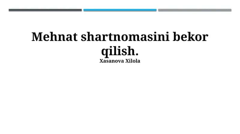 Ish shartnomasini bekor qilish